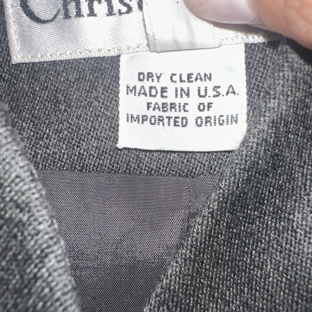 Vintage Christian Dior Gray Structured Power Shoulder Wool Blazer Jacket Sz 8